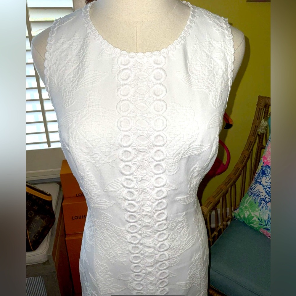Lilly Pulitzer NWT Mila Stretch Shift White Turtle Pucker Size 2,10 - Picture 3 of 6